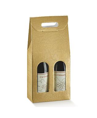 SCATOLA 2 BOT SETA ORO 7x3.5x14.5"