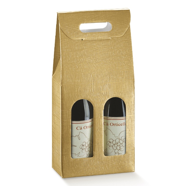 SCATOLA 2 BOT SETA ORO 7x3.5x14.5"