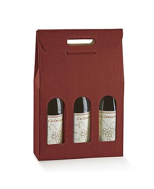 SCATOLA 3 BOT. SETA BORDEAUX  10.5x3.5x14.5"