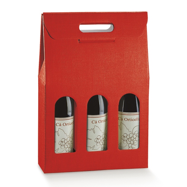SCATOLA 3 BOT. SETA ROSSO 10.5x3.5x14.5"