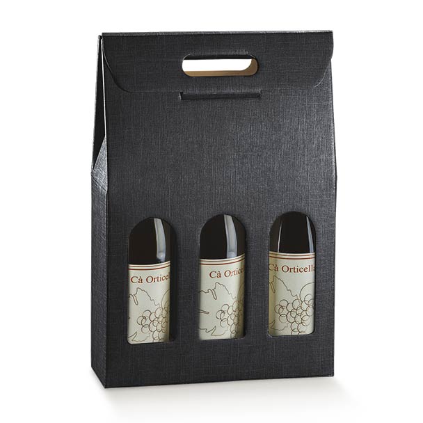 SCATOLA 3 BOT SETA NERO 10.5x3.5x14.5"