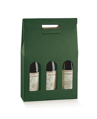 SCATOLA 3 BOT SETA VERDE 10.5x3.5x14.5"
