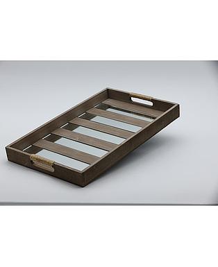 BANDEJA GRANDE MADERA ESPEJOS 44X27X4