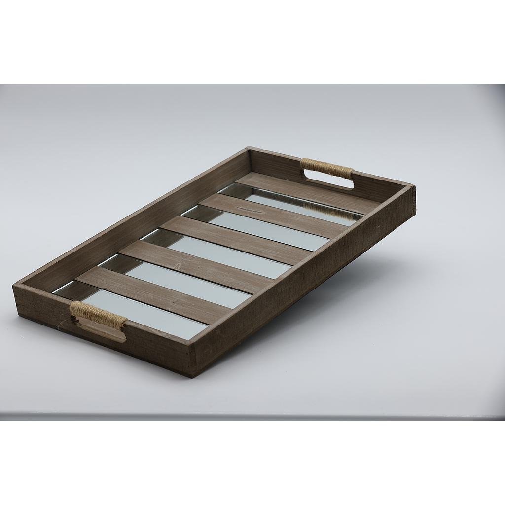 BANDEJA GRANDE MADERA ESPEJOS 44X27X4