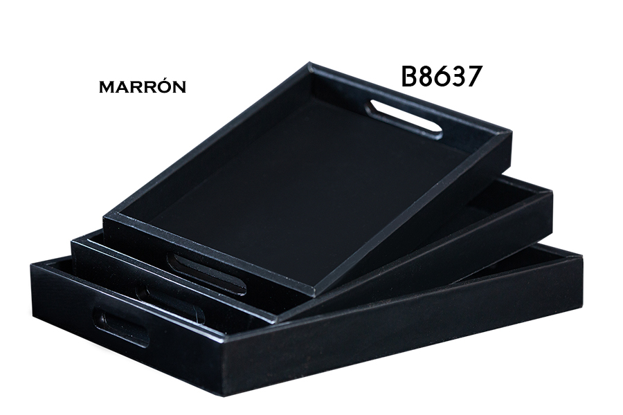 BANDEJA MARRON PIEL PEQUENA 34.5x24.5x5
