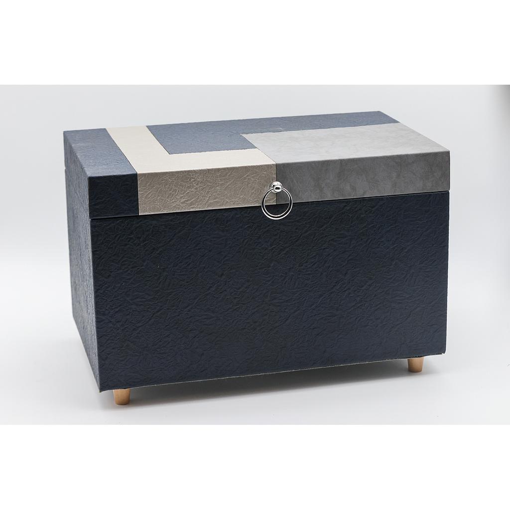 Baúl XX pequeño piel azul 30x15x15