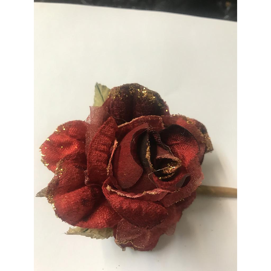 OBJETISTICA FLOR ROJA CON DORADO