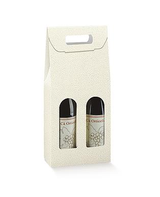 SCATOLA 2 BOT. PELLE BIANCO 7x3.5x14.5"
