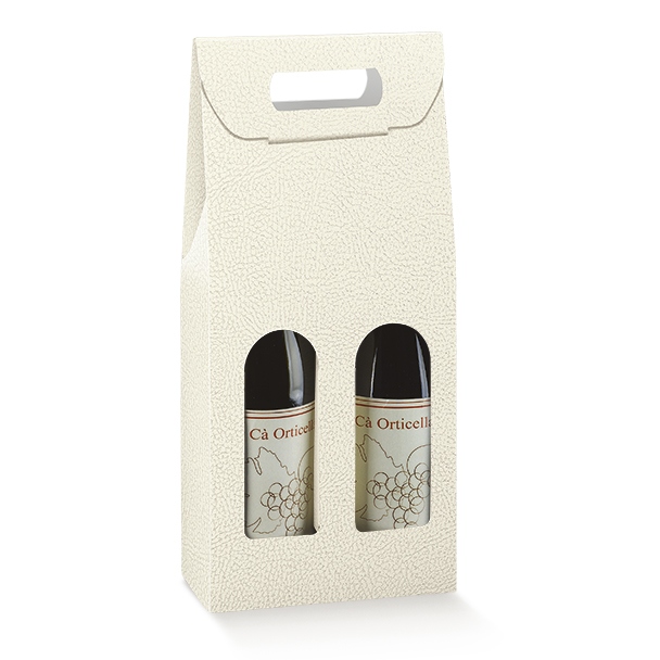 SCATOLA 2 BOT. PELLE BIANCO 7x3.5x14.5"