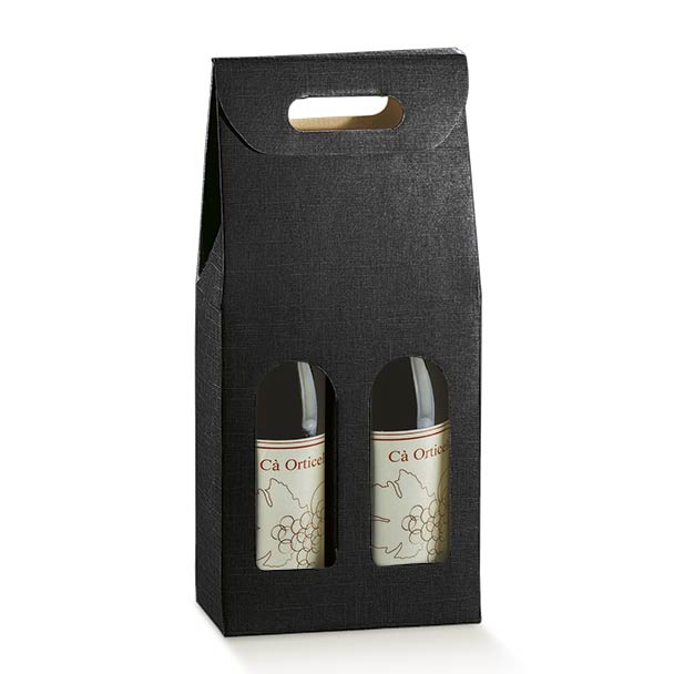 SCATOLA 2 BOT. SETA NERO 7x3.5x14.5"