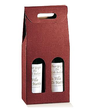 SCATOLA 2 BOT. SETA BORDEAUX 7x3.5x14.5"