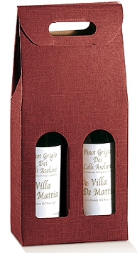 SCATOLA 2 BOT. SETA BORDEAUX 7x3.5x14.5"