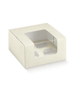 CAJAS PELLE BIANCO 4 CUP CAKES