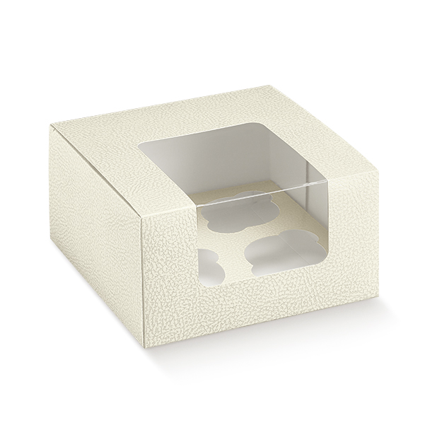 CAJAS PELLE BIANCO 4 CUP CAKES