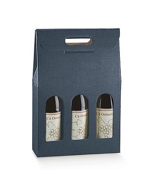 SCATOLA 3 BOT. JUTA BLU 10.5x3.5x14.5"