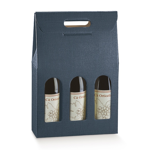 SCATOLA 3 BOT. JUTA BLU 10.5x3.5x14.5"