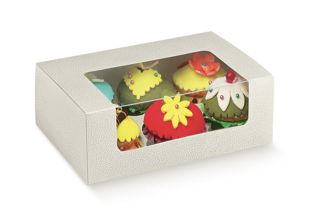 CAJAS PELLE BIANCO 6 CUP CAKES
