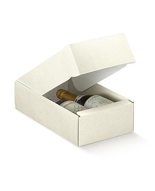 CANTINETTA 2 BOTT. PELLE BIANCO 13.5x7.5x3.5"
