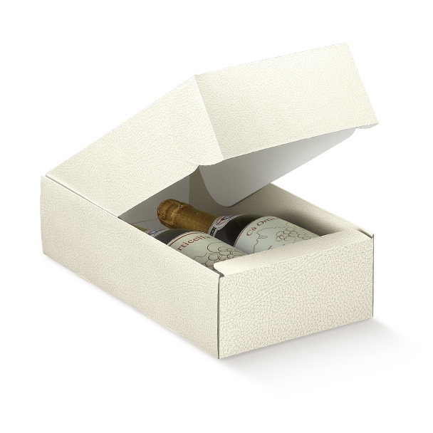 CANTINETTA 2 BOTT. PELLE BIANCO 13.5x7.5x3.5"