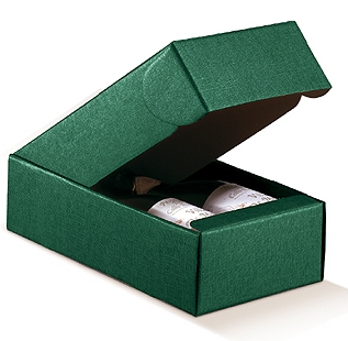 CANTINETTA 2 BOTT. SETA VERDE 13.5x7.5x3.5"