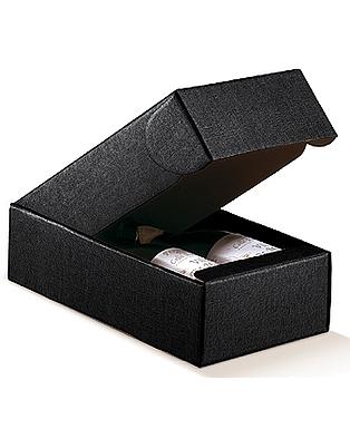 CANTINETTA 2 BOTT. SETA NERO 13.5x7.5x3.5"