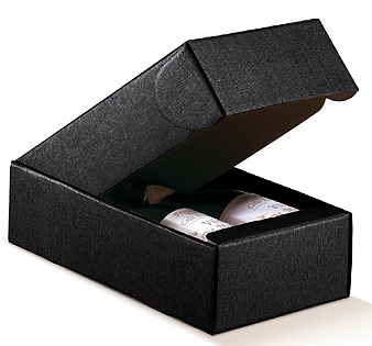 CANTINETTA 2 BOTT. SETA NERO 13.5x7.5x3.5"