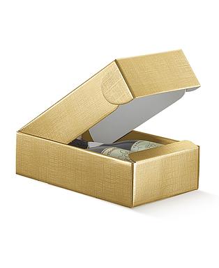 CANTINETTA 2 BOTT. SETA ORO 13.5x7.5x3.5"
